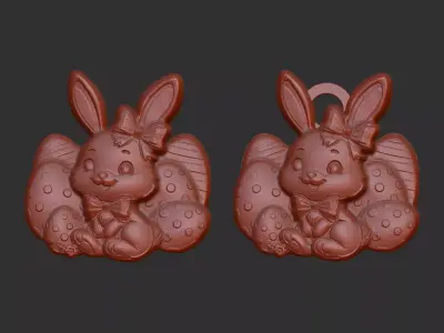 easter bunny eggs decor  3D print model