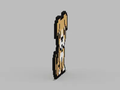 Pixel Dog Symbol Low-poly 3D model