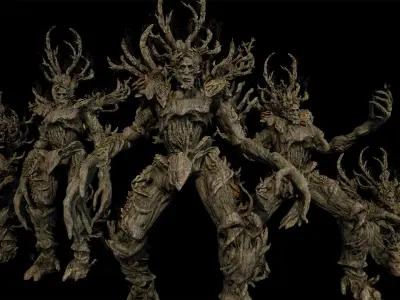 Tree ent ash low-poly game engine ready 3D model Low-poly 3D model