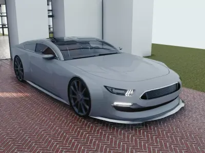 BLENDER EEVEE Brandless Sports GT coupe Low-poly 3D model