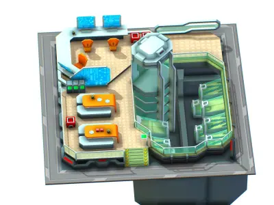 isometrical recreation room barrack hospital 3 Low-poly 3D model