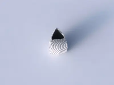 Vase triangle with wavy extruded lines 4 3D print model