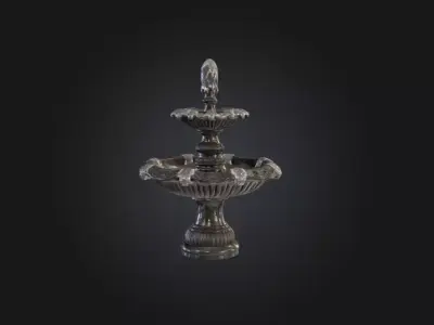 Antique Marble Tiered Fountain Low-poly 3D model