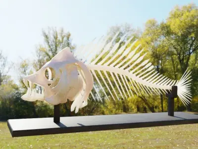 Carnivorous fish bone Low-poly 3D model