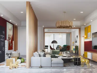 Luxury living room interior 3D model