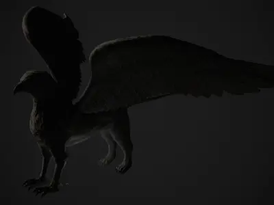 Griffin Statue Low-poly 3D model