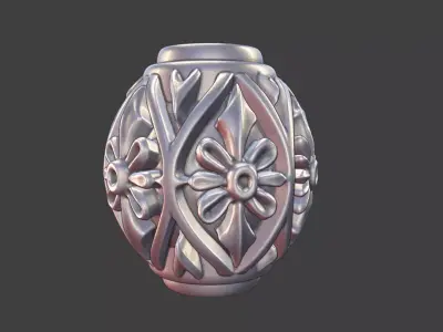 Decorative Silver Bead floral 3D print model