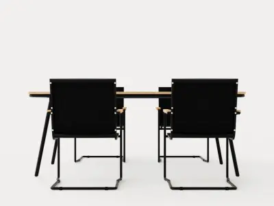 Hono dining set Low-poly 3D model