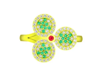 Elegant Clover Pave Gemstone Ring for Women 4811 3D print model