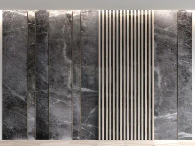 Marble panels with planks 3D model