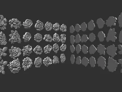 Roses relief set 3D print model