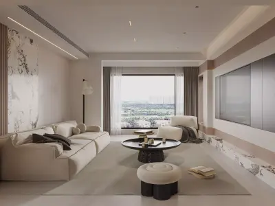 Modern living room dining room interior scenes 169 3D model