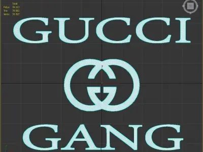 GUCCI GANG logo nameplate sticker emblem 3d model for 3D printer 3D print model
