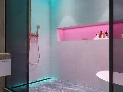 Bathroom modern with lighting 3D model