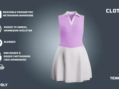 tennis dress - clothyfic outfit Low-poly 3D model
