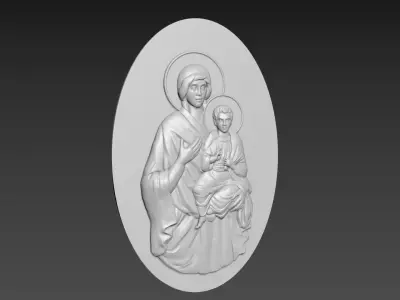 Virgin Mary with Jesus Bas Relief 3D model