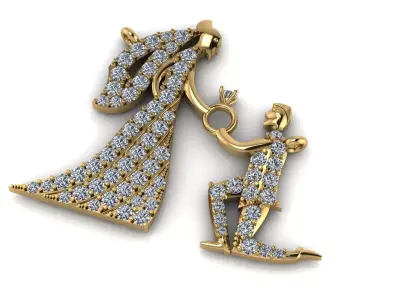 Wedding Married Pendant 3D print model