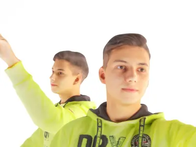 Young man on a skooter 27 Low-poly 3D model