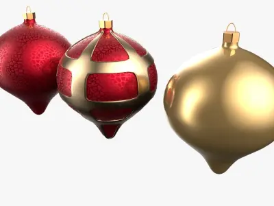 Christmas Tree Ornament Set8 - Red Yellow 3D model