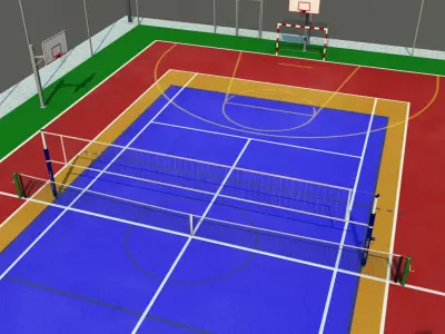 Multi sport court centrum pack 3D model