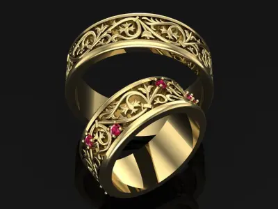 wedding ring with stones 3D print model