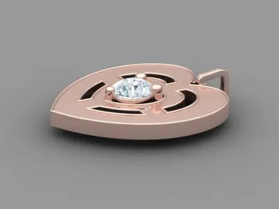Heart Design Love Pendant with Diamond 3D print model