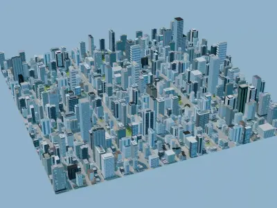 City Downtown Skyscraper Street 04 - DAY Low-poly 3D model