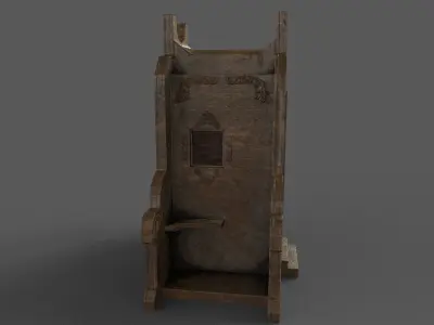 Church confessional Low-poly 3D model