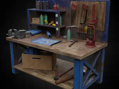 Gameready Workbench Low-poly 3D model