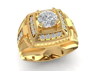 Luxury Pyramid Diamond Men Ring 3D Model 1084 3D print model