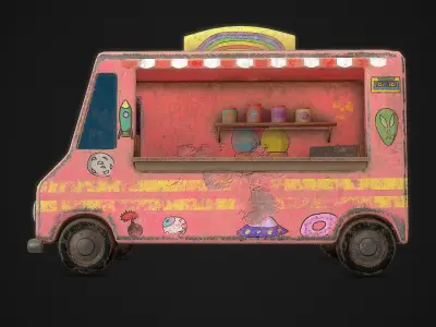 Ice Cream Truck  Low-poly 3D model