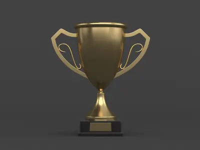 Gold Trophy Cups 3D model 11