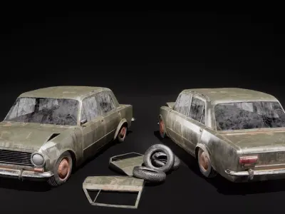 Abandoned Props Pack Post-Soviet Style Low-poly 3D model