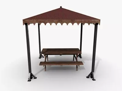 Covered Picnic Area Park Gazebo Low-poly 3D model