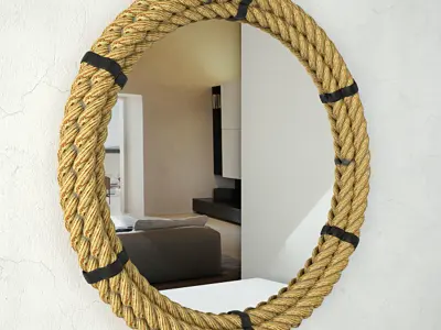 Rope Framed Industrial Mirror 3D model