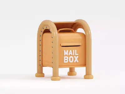 Cartoon Mailbox Low-poly 3D model