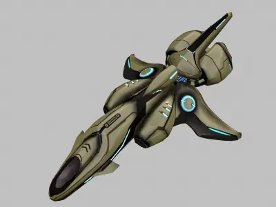 spaceship scout green  Low-poly 3D model