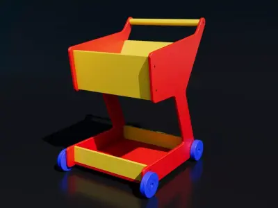 Kids Shopping Cart Free low-poly 3D model