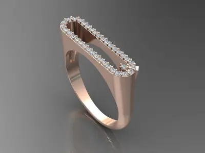 alphabet jewelry ring diamond letter Q 3D print model