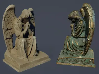 Angel Statue PBR Low-poly 3D model