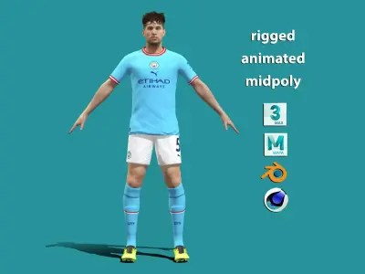T-Pose Rigged John Stones Manchester City 3D model
