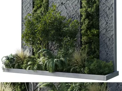 Vertical Wall Garden With concrete frame 50 Low-poly 3D model