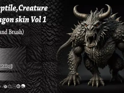 50 Reptile Creature and Dragon skin Vol 1 Alpha and Brush 3D model