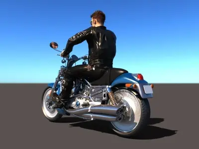 Rigged Rider with Motorbike Model 3D model