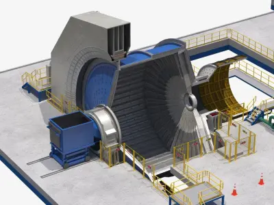 Mining Grinding Mills Low-poly 3D model