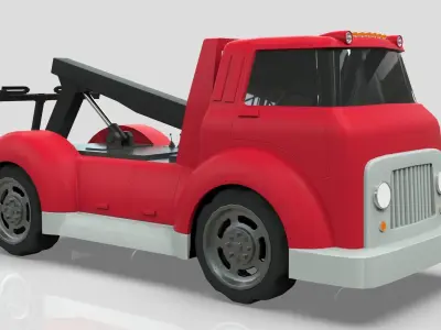 Wrecker Tow Truck Cartoon Vehicle Low-poly 3D model