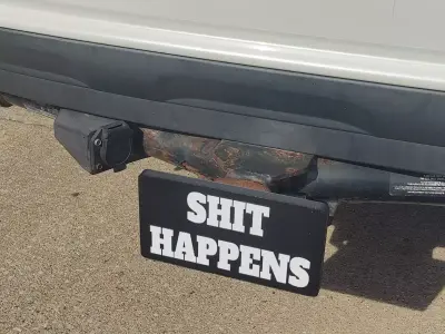 SHIT HAPPENS Trailer Tow Hitch Cover 3D print model