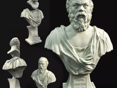 Socrates bust of man with beard 3D print model