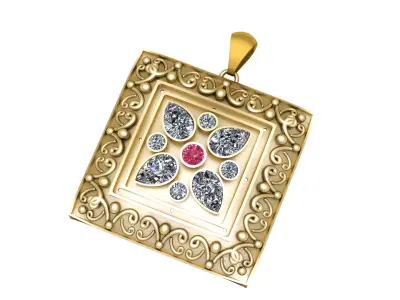 BYZANTINE SQUARE PENDANT 3D PRINTABLE MODEL 3D print model