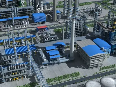Refinery oil Low-poly 3D model